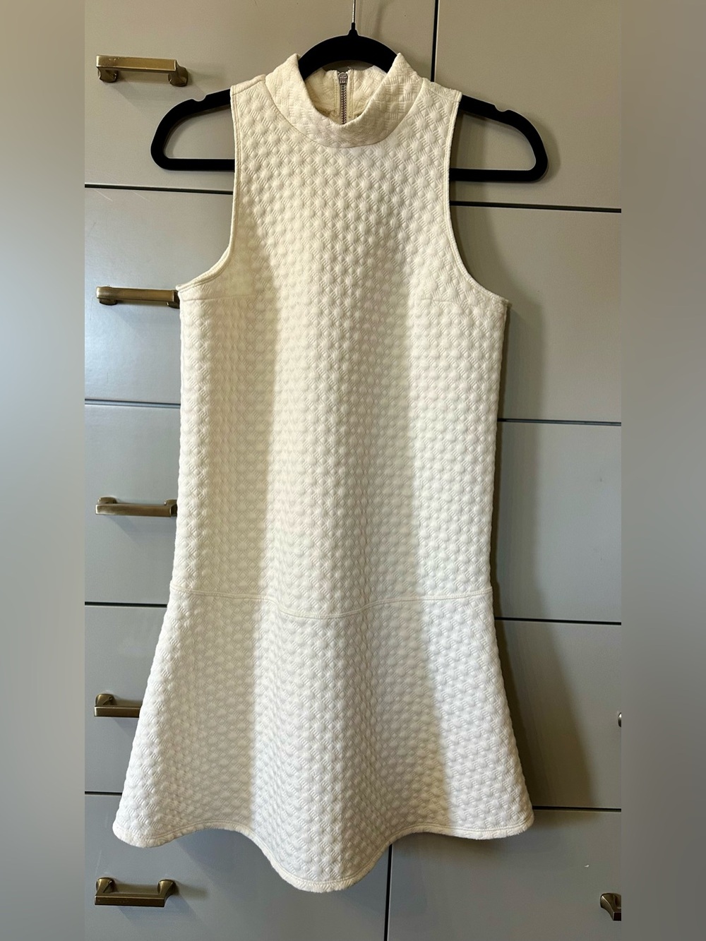 Abercrombie & Fitch Cream Textured High Neck Sleeveless Mini Dress BNWT Size S
